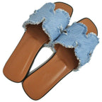 Hermes Oran Sandals 38 Denim Leather Shoes — view 6