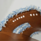 Hermes Oran Sandals 38 Denim Leather Shoes — view 9