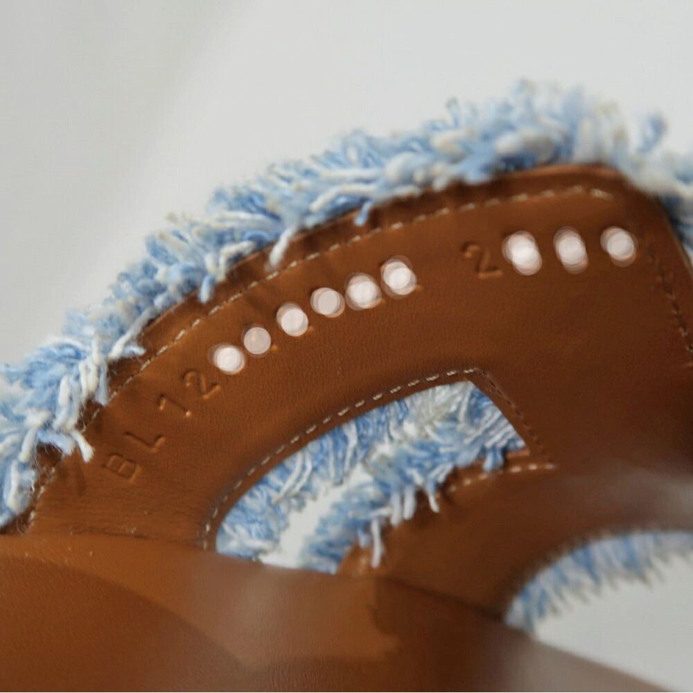 Hermes Oran Sandals 38 Denim Leather Shoes — view 9