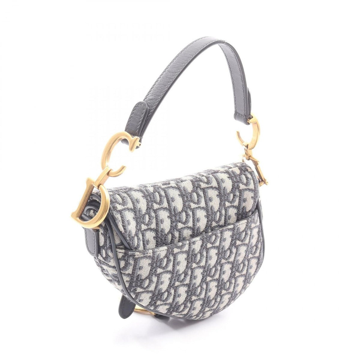 Dior Saddle Bag Mini Oblique Peacock Navy Canvas Leather — view 2