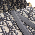Dior Saddle Bag Mini Oblique Peacock Navy Canvas Leather — view 6