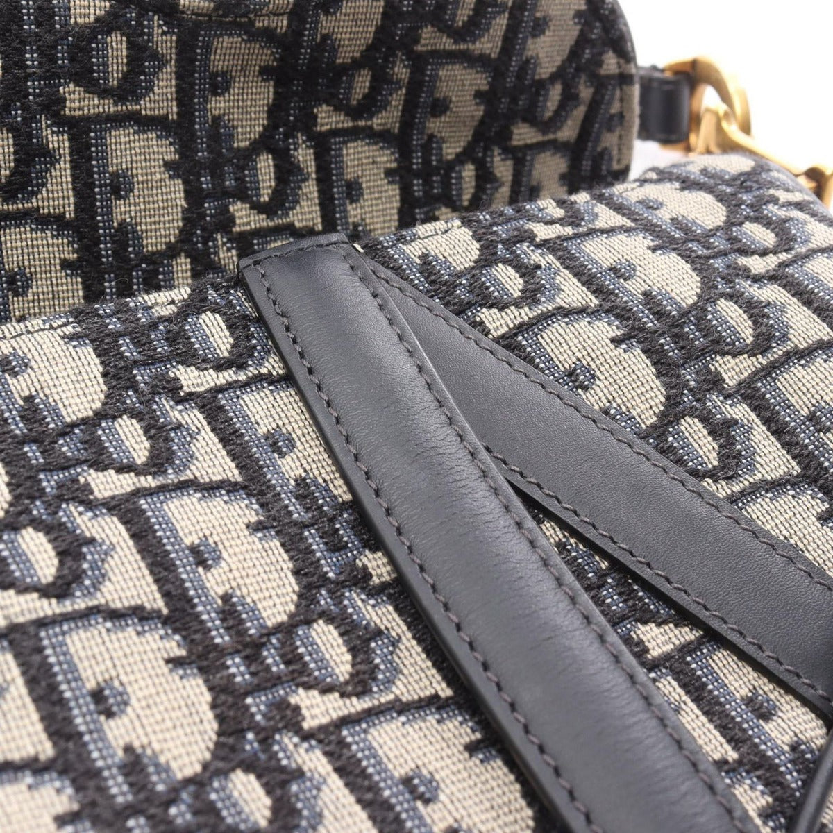 Dior Saddle Bag Mini Oblique Peacock Navy Canvas Leather — view 6