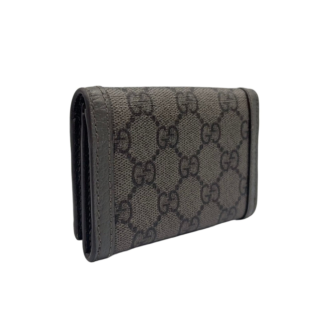Gucci Ophidia GG Supreme Bifold Business Card Holder Leather Gray Case Silver — view 2