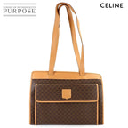 Celine Macadam Shoulder Bag Leather Brown Gold Vintage