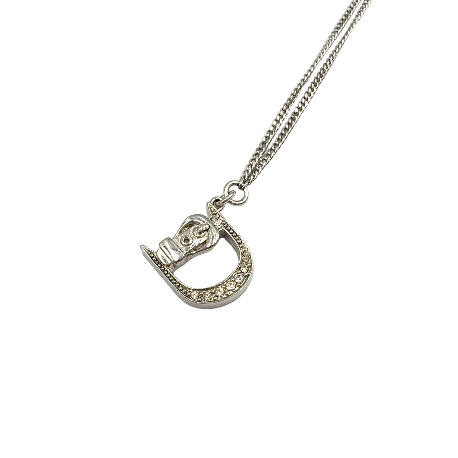 Dior Limited Belt Motif D Logo Rhinestone Metal Color Stone Clear Silver