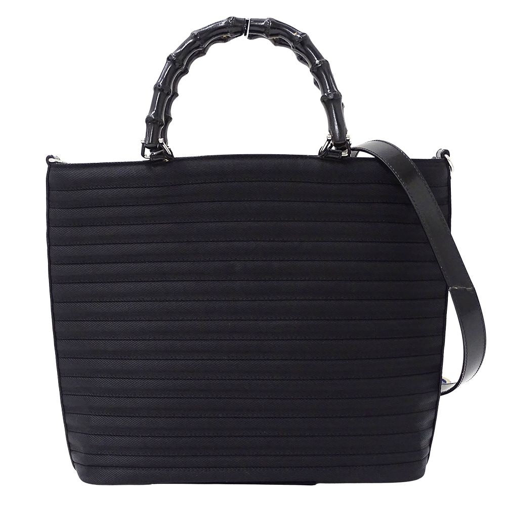 Gucci Bag Shoulder 2-Way Bamboo Nylon Black 000 1998