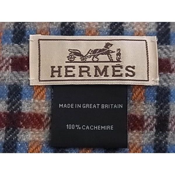 Hermes Scarf Ecosse Gold Multicolor Cashmere Allover Pattern Fringe — view 3