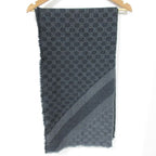 Gucci Wool Silk GG Pattern Large Shawl Dark Gray