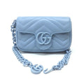 Gucci Belt Chain Bag GG Marmont Leather Light Blue