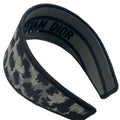 Christian Dior Oblique Headband Hair Accessory Leopard Gray Black Canvas