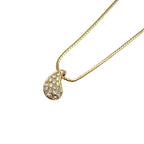 Dior Teardrop Rhinestone Color Stone Clear Gold Necklace