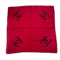 Chanel CC Logo Scarf Large Silk 100% Red