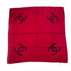 Chanel CC Logo Scarf Large Silk 100% Red