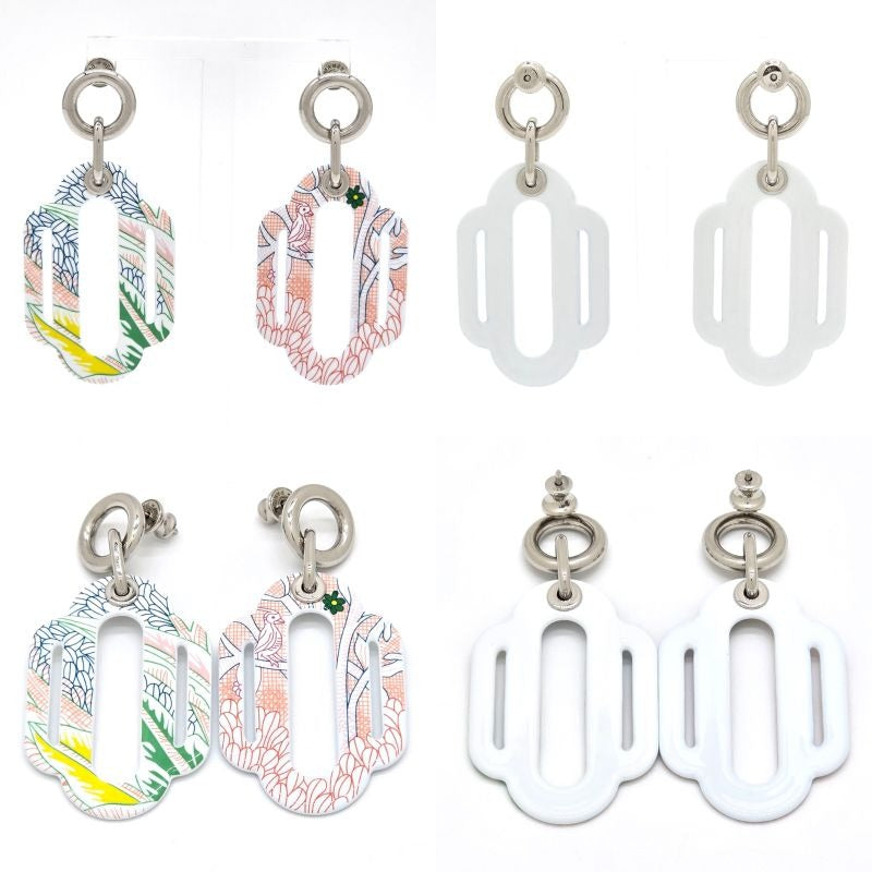 Hermes Attrage Earrings Both Ears Enamel White Multicolor Height 6 cm — view 2