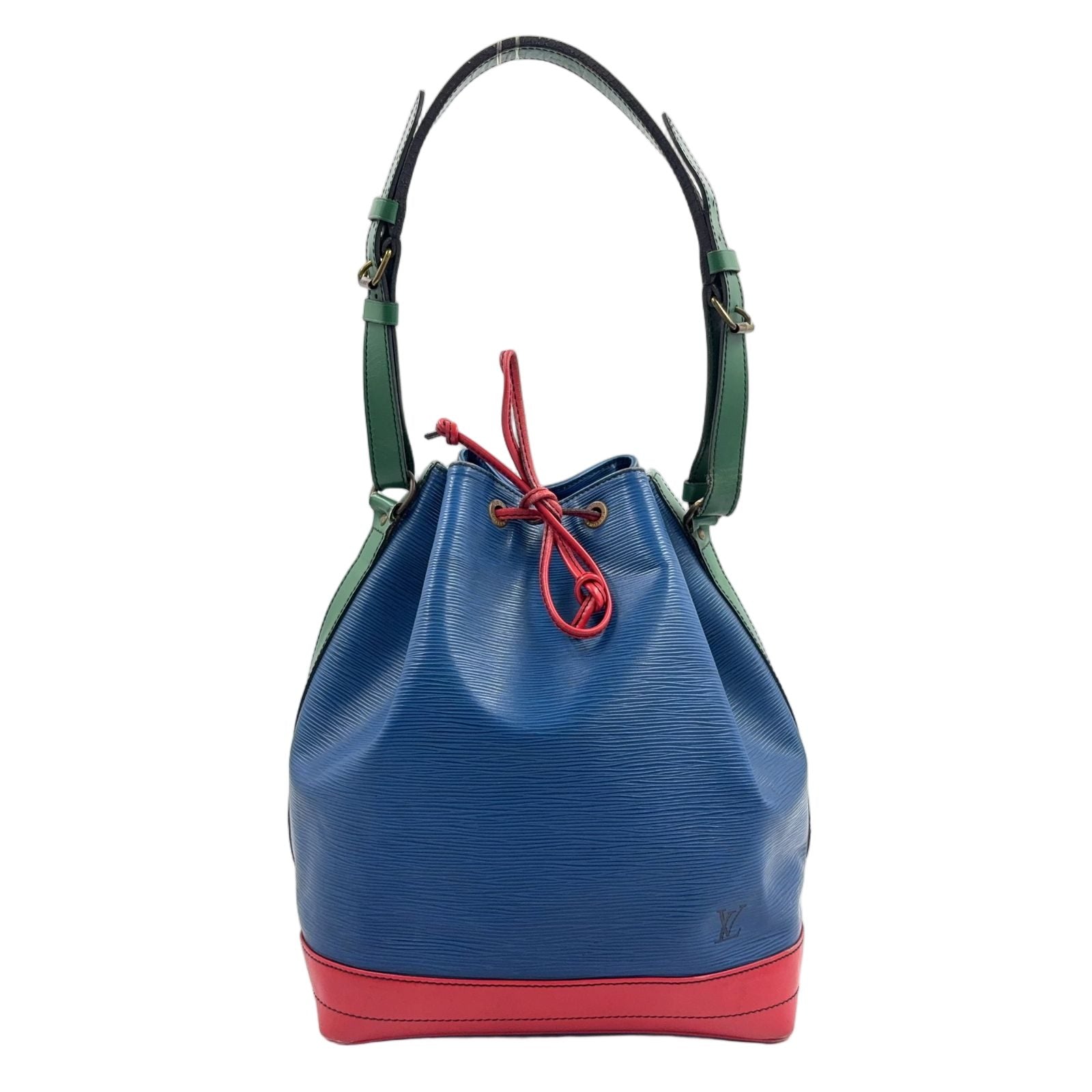 Louis Vuitton Noe Epi Tricolor Leather Green Blue Red Shoulder Bag Gold