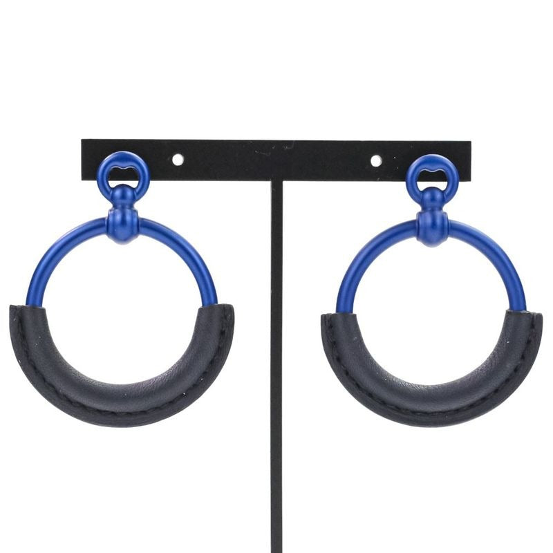 Hermes Loop Grand Earrings PM Aluminum Navy — view 2