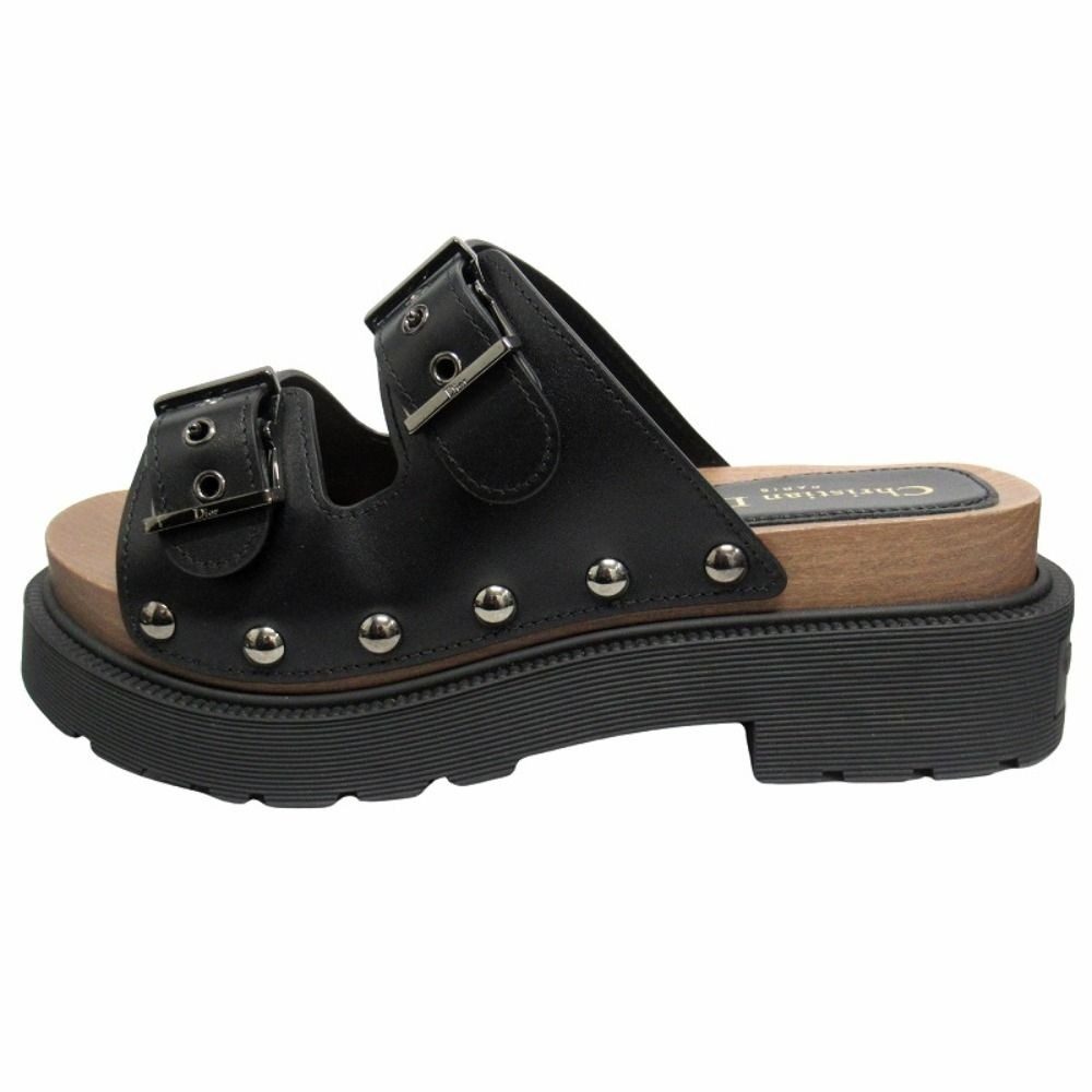 Dior Quake Leather Strap Sandals Shoes 37 Black