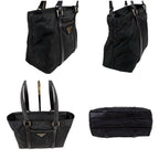 Prada Mini Tote Triangle Logo Tessuto Nylon Saffiano Leather Black — view 3