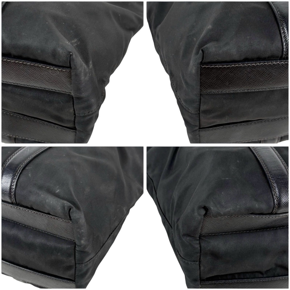 Prada Mini Tote Triangle Logo Tessuto Nylon Saffiano Leather Black — view 5