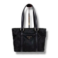 Prada Mini Tote Triangle Logo Tessuto Nylon Saffiano Leather Black