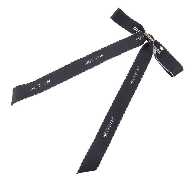 Chanel Ribbon Logo Vintage Satin Black White 15 g Brooch — view 3