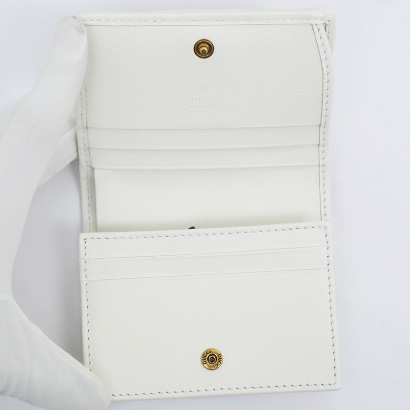 Gucci Sherry Line GG Quilted Compact Wallet White Leather Bifold — view 5
