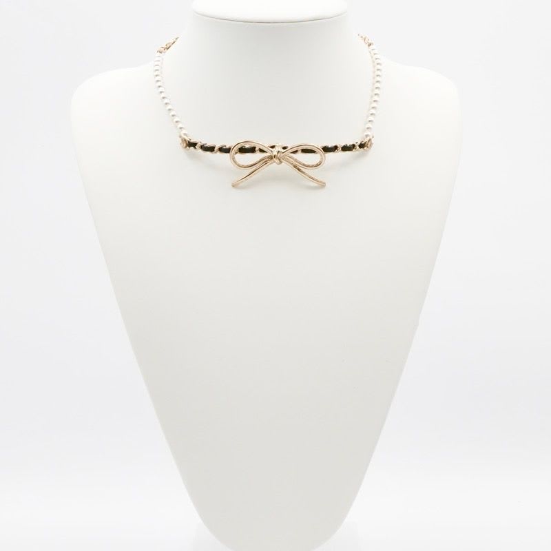 Chanel Choker Gold Coco Mark Ribbon Chain Lambskin — view 9