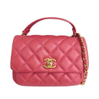 Chanel Top Handle Mini Flap Bag Pink As1226 Quilted Lambskin — view 2
