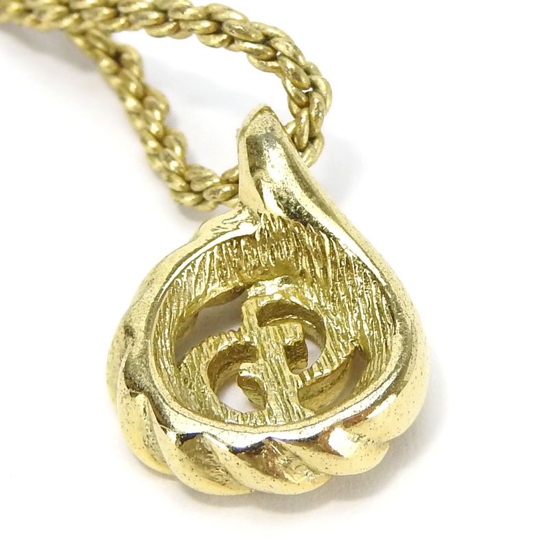 Christian Dior Necklace Metal Gold Plated Accessories CD Logo — view 5