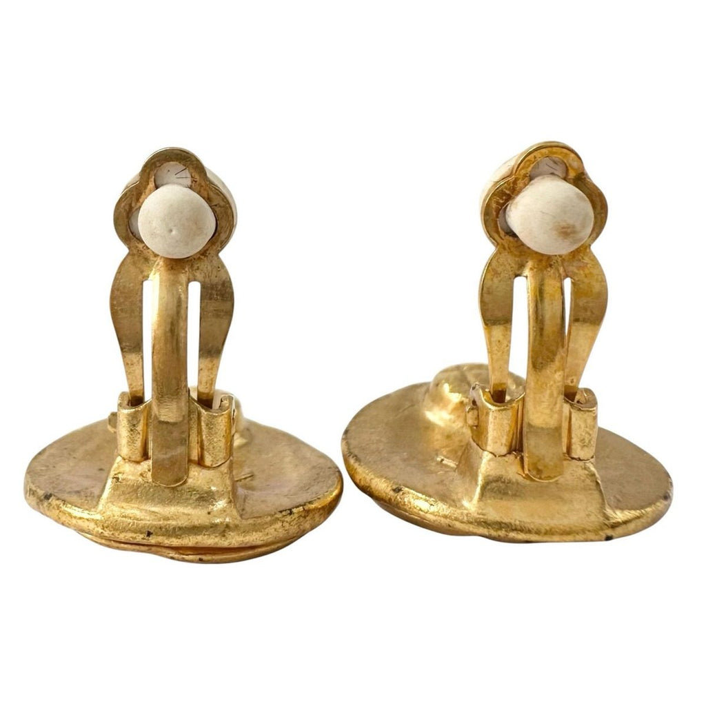 Chanel Earrings CC Logo Gold Round — view 5