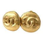 Chanel Earrings CC Logo Gold Round