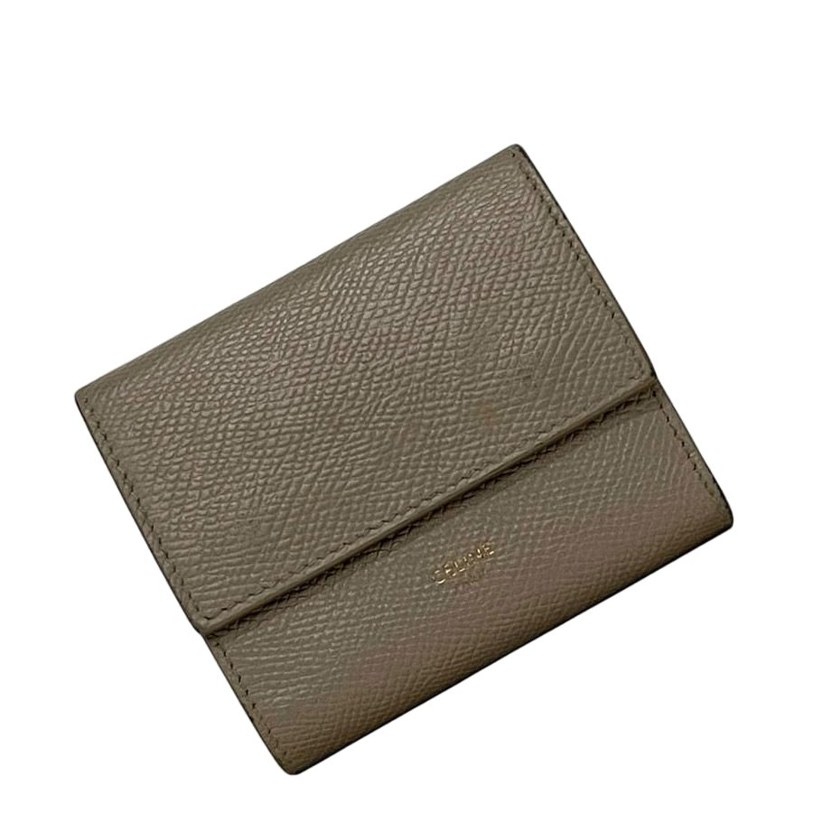 Celine Trifold Wallet Beige Compact Leather