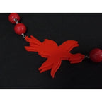 Prada Necklace Red Silver Plex Crystal Bird Tri Flower Hana — view 4
