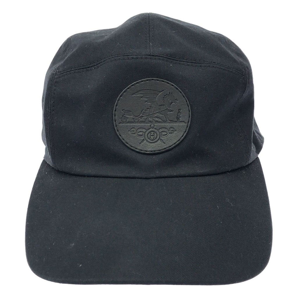Hermes Nevada Serge Leather Patch Camp Cap Black 60