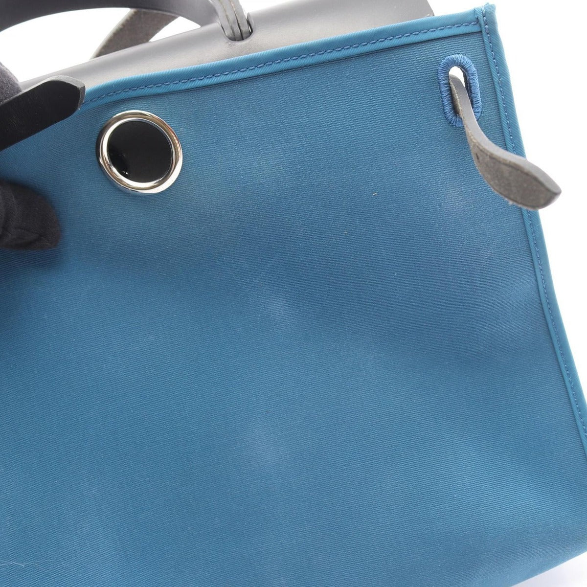 Hermes Handbag Herbag Her Bag Zip PM Blue de Garis Black Canvas Leather — view 6