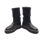 Chanel Boots CC Logo BK Fabric Leather — view 3