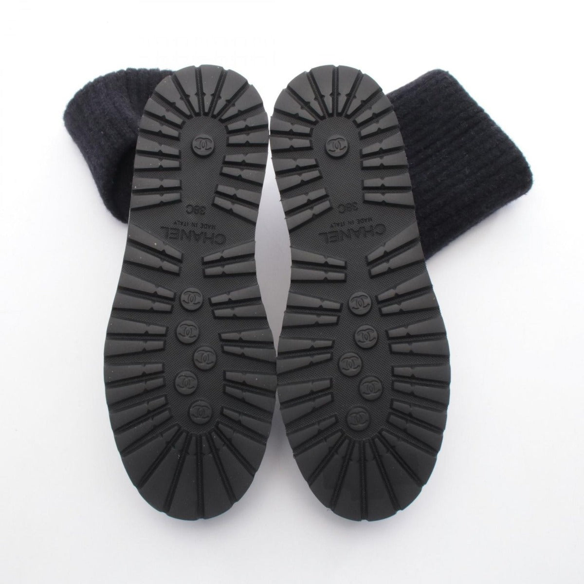 Chanel Boots CC Logo BK Fabric Leather — view 4
