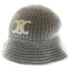 Celine Triomphe Cloche Beanie Crochet Hat Cashmere Gray
