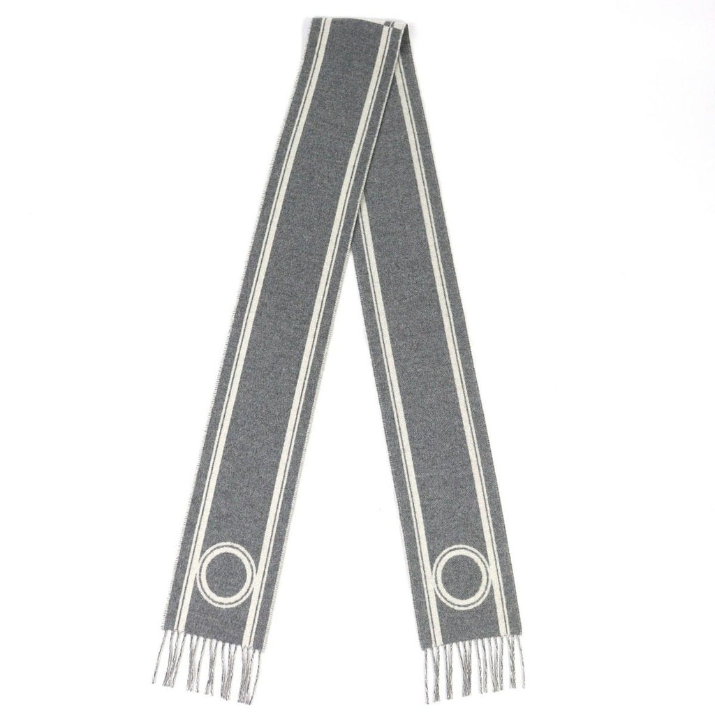 Hermes Band de Repo Cashmere Gray Flannel Yvoir Bicolor Fringe Long Scarf — view 3