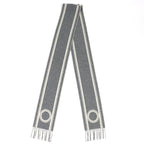 Hermes Band de Repo Cashmere Gray Flannel Yvoir Bicolor Fringe Long Scarf — view 3