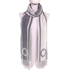 Hermes Band de Repo Cashmere Gray Flannel Yvoir Bicolor Fringe Long Scarf — view 4
