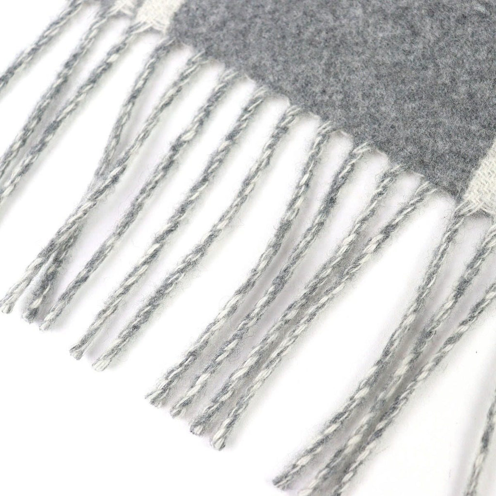 Hermes Band de Repo Cashmere Gray Flannel Yvoir Bicolor Fringe Long Scarf — view 6
