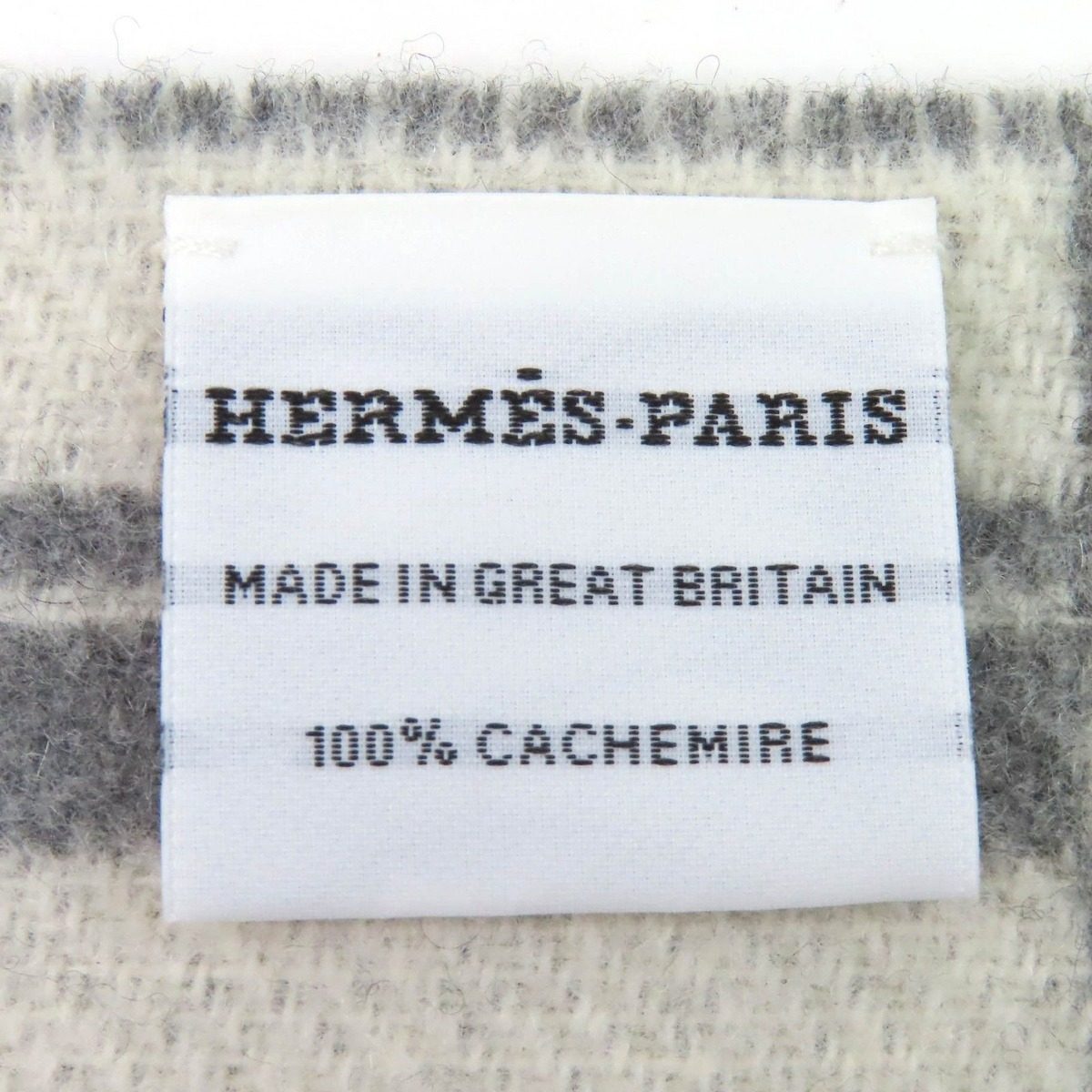 Hermes Band de Repo Cashmere Gray Flannel Yvoir Bicolor Fringe Long Scarf — view 8
