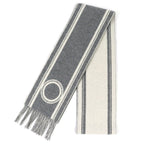 Hermes Band de Repo Cashmere Gray Flannel Yvoir Bicolor Fringe Long Scarf