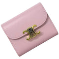 Celine Trifold Wallet Small Flap Triomphe Leather Shiny Calf Skin Pink Compact