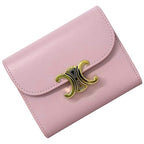 Celine Trifold Wallet Small Flap Triomphe Leather Shiny Calf Skin Pink Compact