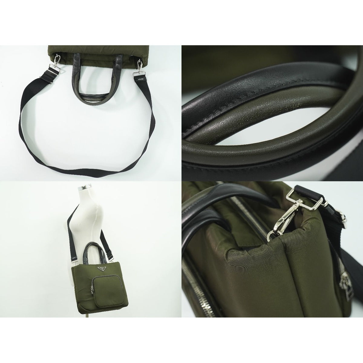 Prada Tessuto Pocket 2-Way Shoulder Bag Tote Nylon Khaki — view 6