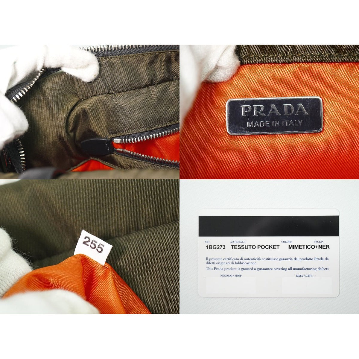 Prada Tessuto Pocket 2-Way Shoulder Bag Tote Nylon Khaki — view 9