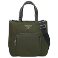 Prada Tessuto Pocket 2-Way Shoulder Bag Tote Nylon Khaki