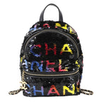 Chanel Chain Backpack Sequin Lambskin Black